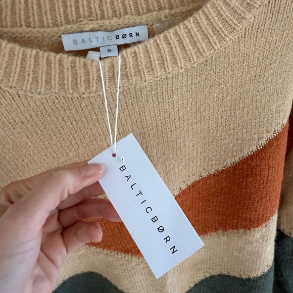 Baltic Born Rowen Color Block Sweater - Natural/Green/Rust - Size Small - NWT - Picture 10 of 12